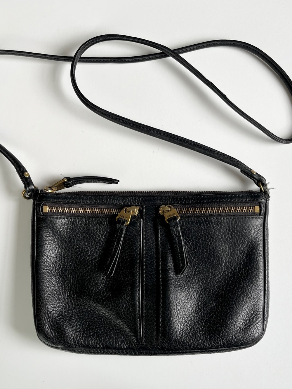 FOSSIL small cross body ELISA Black Leather Purse